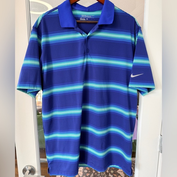 Nike Other - Nike Men's Polo Shirt with Blue and Green Stripes